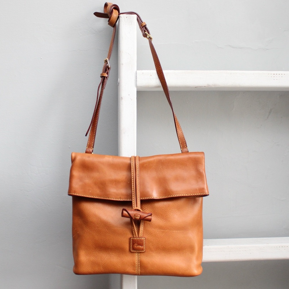Dooney & Bourke Chestnut Tan Florentine Medium Toggle Leather Crossbody